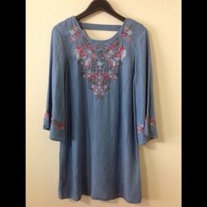 Chelsea & Theodore Embroidered Denim Dress
